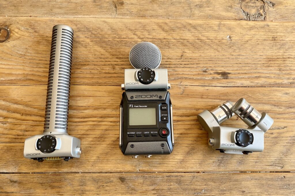 Zoom F1 Recorder with different mic attachments