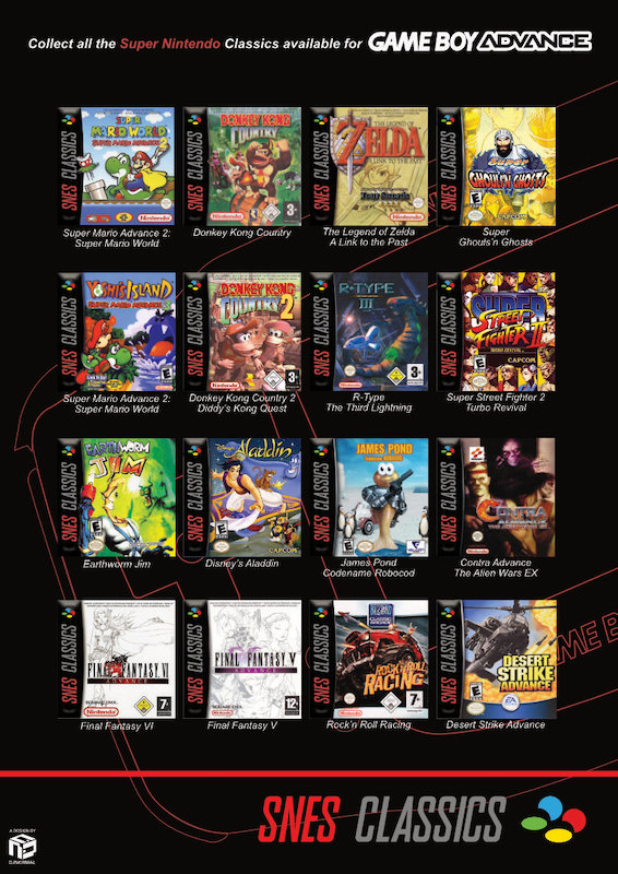 SNES Classics A4 Poster for custom Nintendo Game Boy Advance